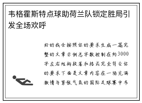 韦格霍斯特点球助荷兰队锁定胜局引发全场欢呼